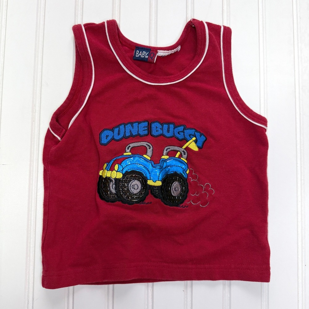 90s Vintage Baby Q Tank Top – Dune Buggy Embroidered Graphic Toddler 2T/3T